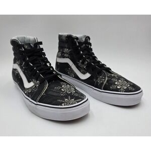 Vans Sk8-Hi Skull Snowflake Black White High Top Sneakers Men's 11 721356